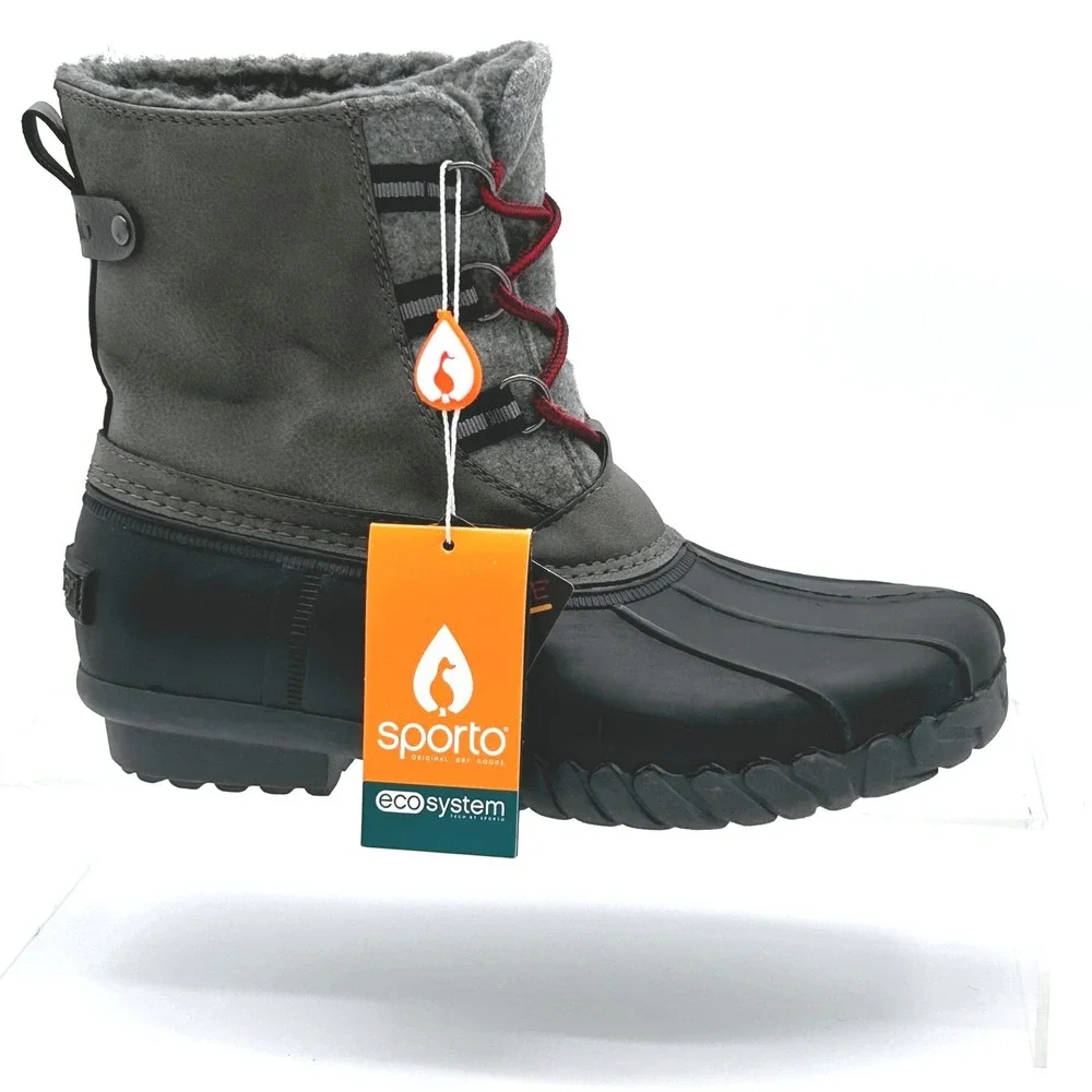 Sporto Size 6 Nina Waterproof‎ Duck Boots Winter Snow Booties NEW Gray Black $79